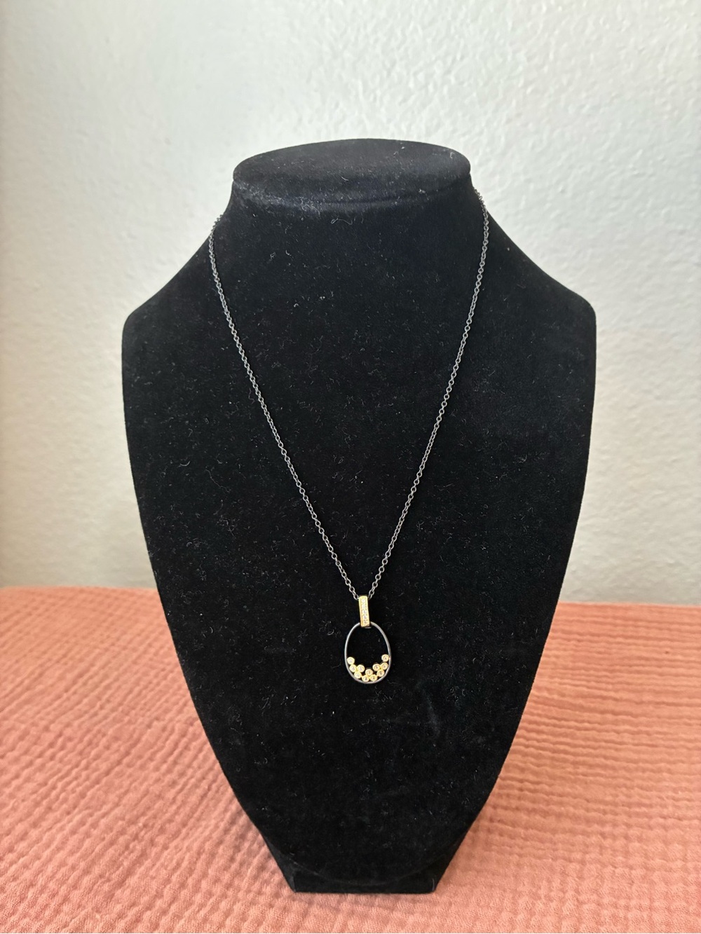 Freida Rothman 
925 sterling silver necklace with black rhodium finish 
16”-18”
